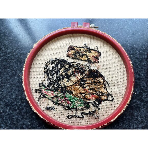 Vtg Cross Stitch "Gone Fish'n Handmade & "The Perfect Catch" Ornament - Picture 5 of 9